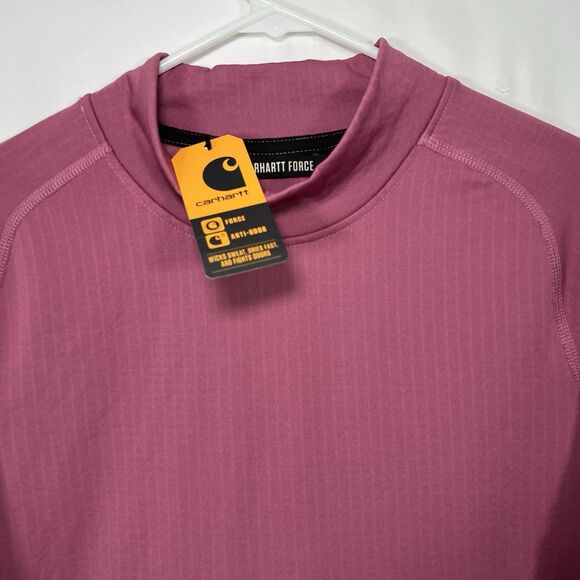 Carhartt Force Relaxed Fit Long Sleeve Mock Neck Pullover Womens Small Pink NWT - Picture 2 of 14